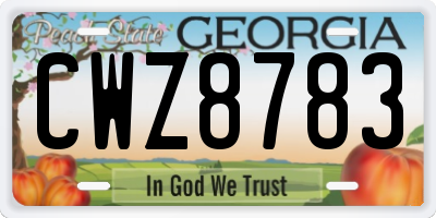 GA license plate CWZ8783