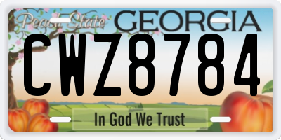 GA license plate CWZ8784