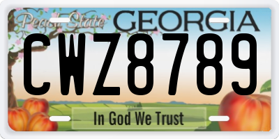 GA license plate CWZ8789