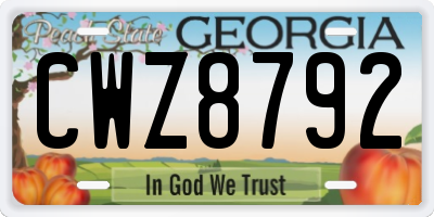 GA license plate CWZ8792