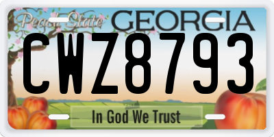 GA license plate CWZ8793