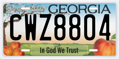 GA license plate CWZ8804