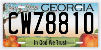 GA license plate CWZ8810