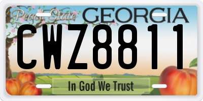 GA license plate CWZ8811
