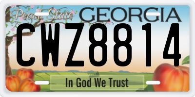 GA license plate CWZ8814