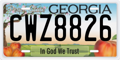 GA license plate CWZ8826