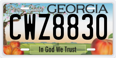 GA license plate CWZ8830