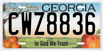GA license plate CWZ8836