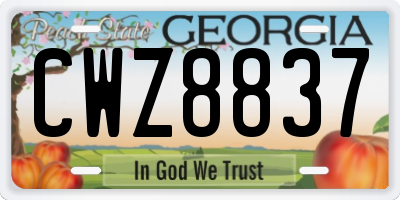 GA license plate CWZ8837