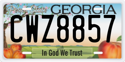 GA license plate CWZ8857