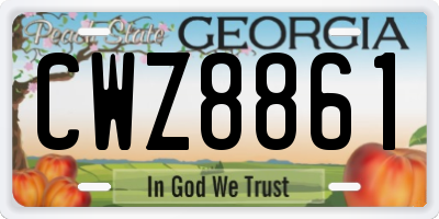 GA license plate CWZ8861
