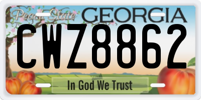 GA license plate CWZ8862