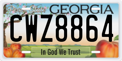 GA license plate CWZ8864