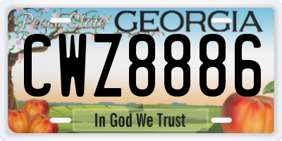 GA license plate CWZ8886