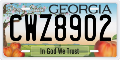 GA license plate CWZ8902