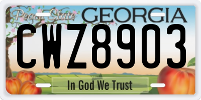 GA license plate CWZ8903