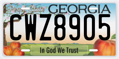 GA license plate CWZ8905