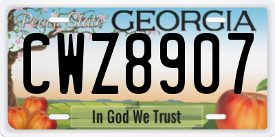 GA license plate CWZ8907