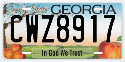 GA license plate CWZ8917