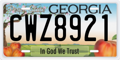 GA license plate CWZ8921