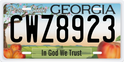 GA license plate CWZ8923