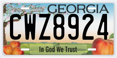 GA license plate CWZ8924