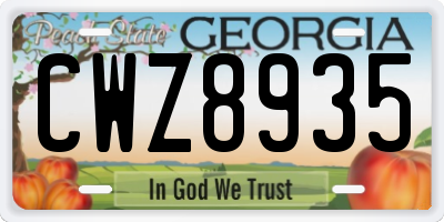 GA license plate CWZ8935