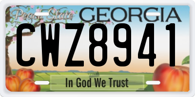 GA license plate CWZ8941
