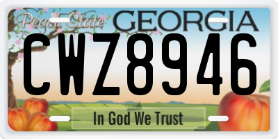 GA license plate CWZ8946