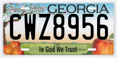 GA license plate CWZ8956