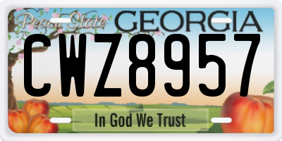 GA license plate CWZ8957