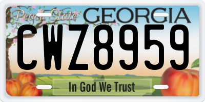 GA license plate CWZ8959