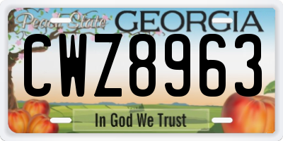 GA license plate CWZ8963