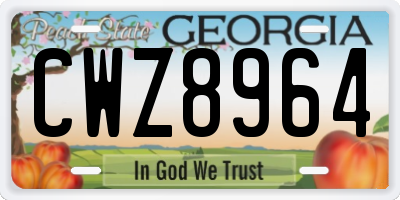 GA license plate CWZ8964