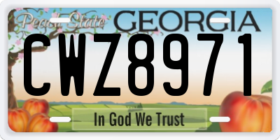 GA license plate CWZ8971