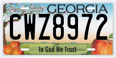 GA license plate CWZ8972