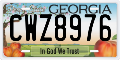 GA license plate CWZ8976