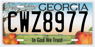 GA license plate CWZ8977