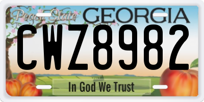 GA license plate CWZ8982