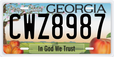 GA license plate CWZ8987