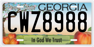 GA license plate CWZ8988