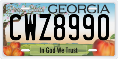 GA license plate CWZ8990