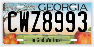 GA license plate CWZ8993