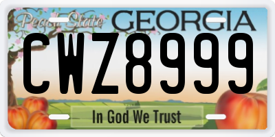 GA license plate CWZ8999