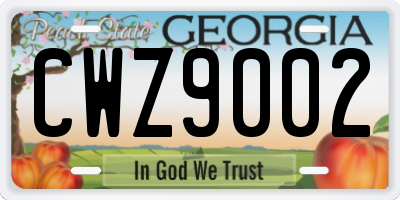 GA license plate CWZ9002