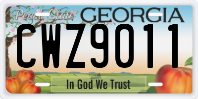 GA license plate CWZ9011