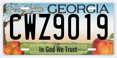 GA license plate CWZ9019