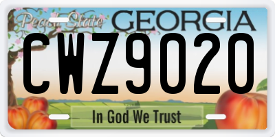GA license plate CWZ9020