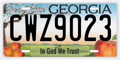 GA license plate CWZ9023
