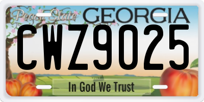 GA license plate CWZ9025